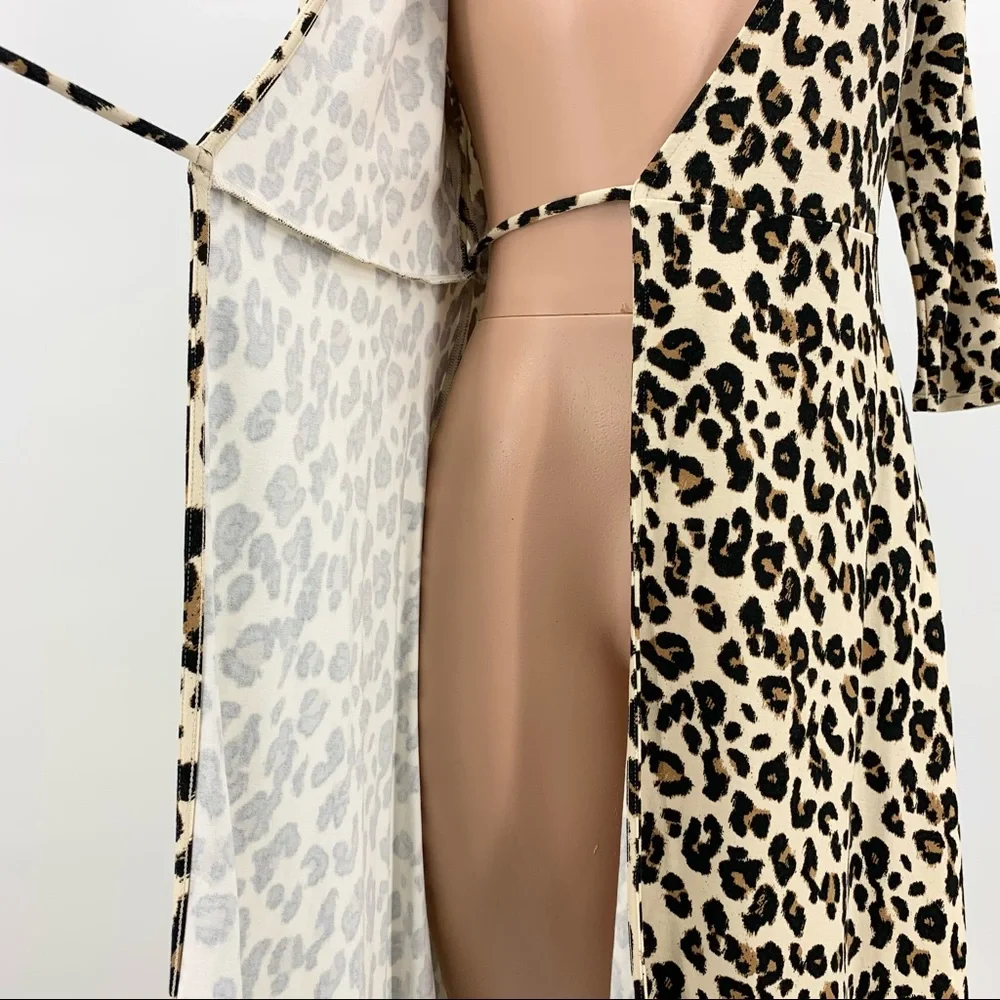 Banana Republic Leopard Print Wrap Knit Dress XS - Picture 9 of 12